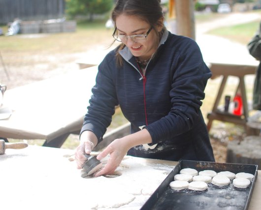 Making biscuits.