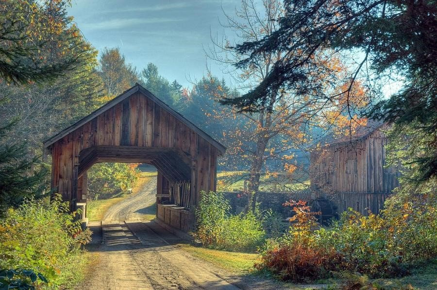 Hazy Bridge and Mill